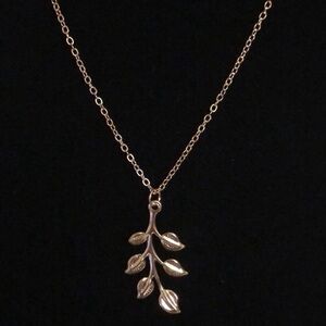 Gold leaf branch necklace